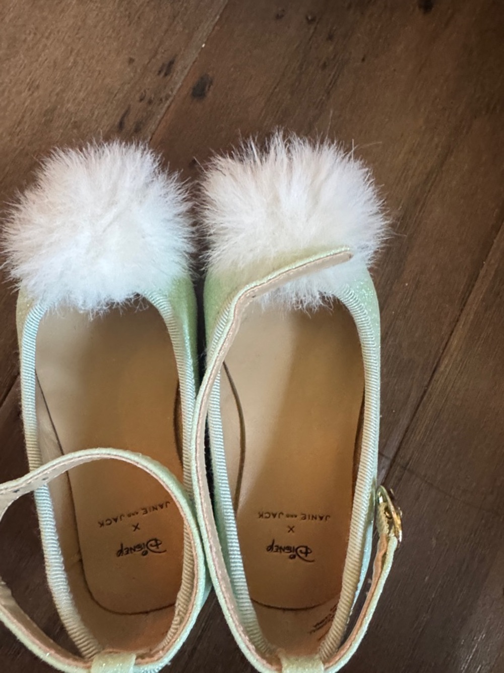 Janie and Jack Mint Ballet Flats with White Pom